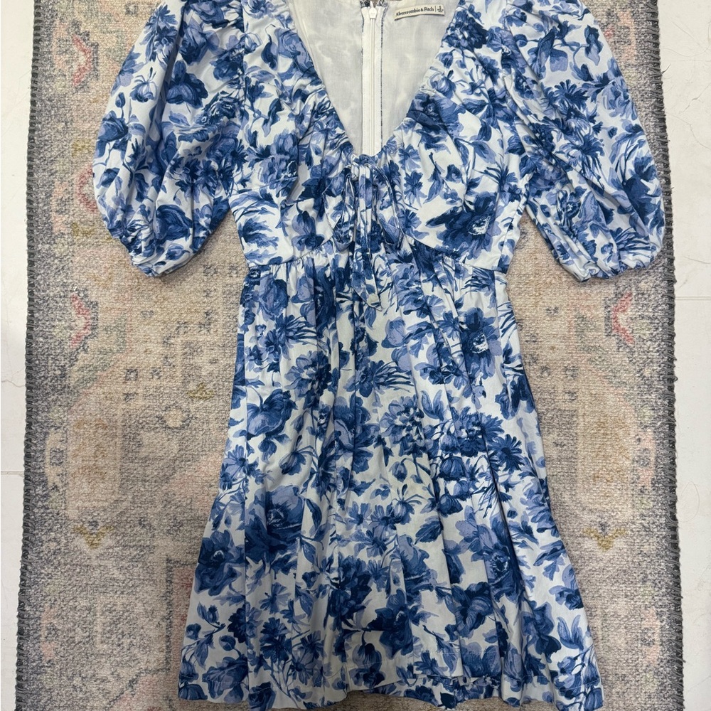Blue and White Floral Dress